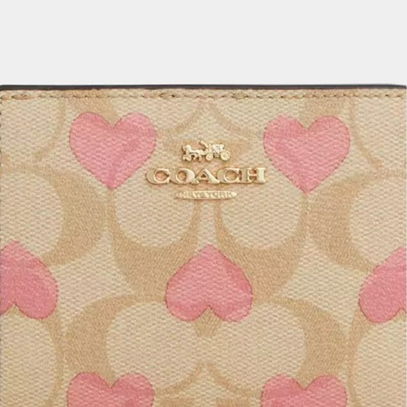 coach Snap Wallet In Signature Canvas With Heart Print cq145 - Picture 4 of 11